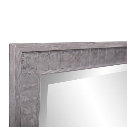 Warm Gray Faux Wood Square Mirror HomeRoots