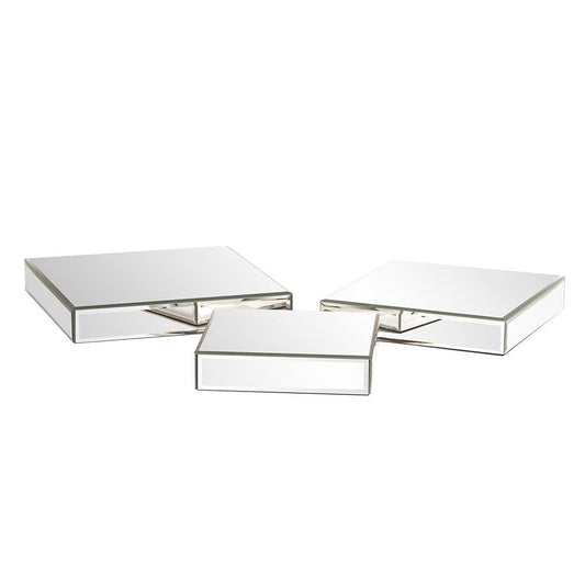 Set of Three Mirrored Rectangular Display Platforms HomeRoots