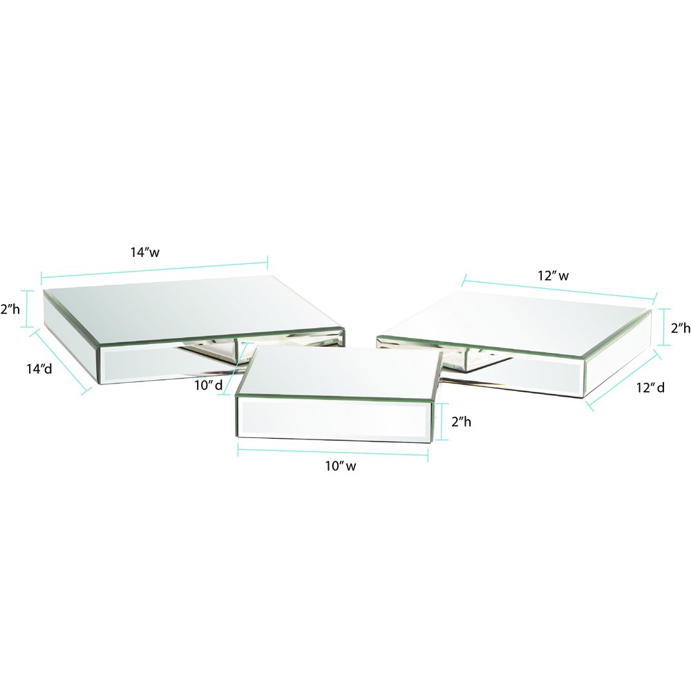 Set of Three Mirrored Rectangular Display Platforms HomeRoots