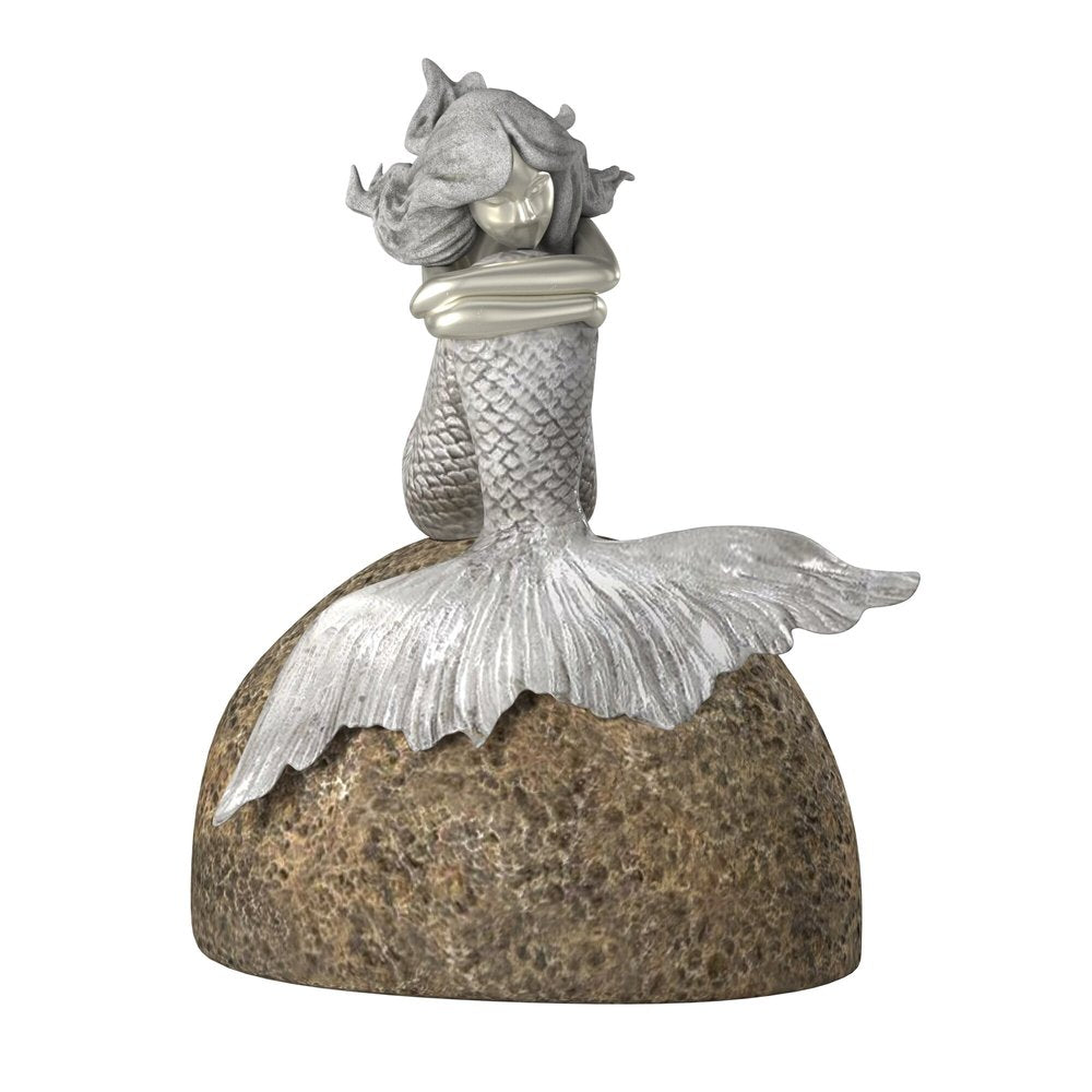 10" Brown and Silver Contemplative Mermaid Resin Tabletop Sculpture HomeRoots