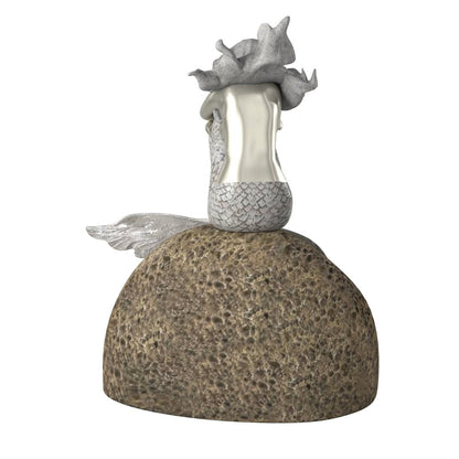 10" Brown and Silver Contemplative Mermaid Resin Tabletop Sculpture HomeRoots