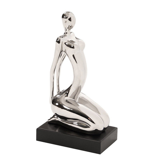 Modern Silver and Black Ustrasana Yoga Sculpture HomeRoots