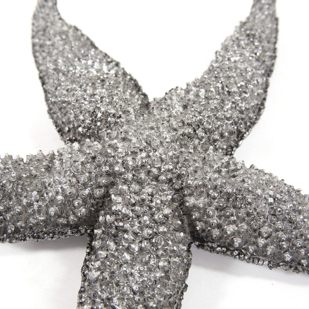 15" Antiqued Silver Resin Starfish Hanging Dimensional Sculpture — view 4