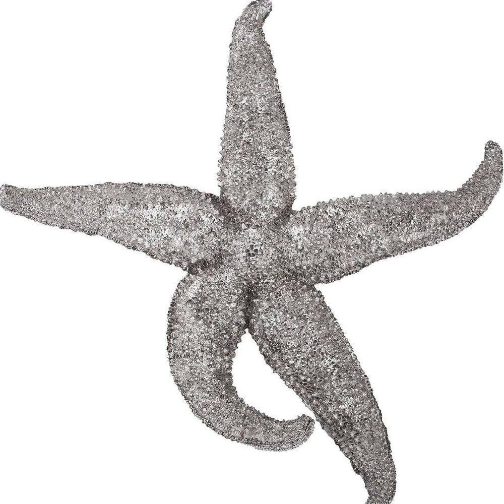 15" Antiqued Silver Resin Starfish Hanging Dimensional Sculpture — view 6