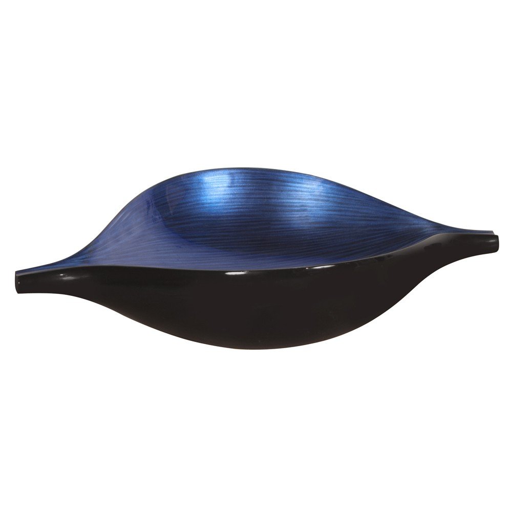 19" Black And Blue Solid Wood Novelty Centerpiece Bowl HomeRoots