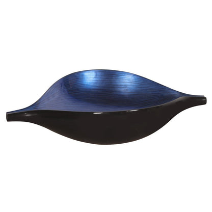19" Black And Blue Solid Wood Novelty Centerpiece Bowl HomeRoots