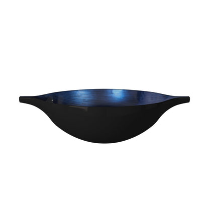 19" Black And Blue Solid Wood Novelty Centerpiece Bowl HomeRoots