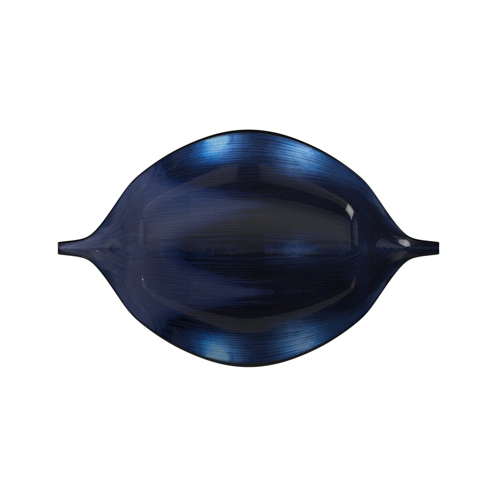 19" Black And Blue Solid Wood Novelty Centerpiece Bowl HomeRoots