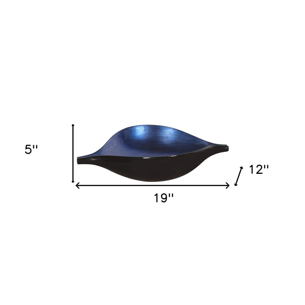 19" Black And Blue Solid Wood Novelty Centerpiece Bowl HomeRoots