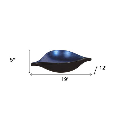 19" Black And Blue Solid Wood Novelty Centerpiece Bowl HomeRoots