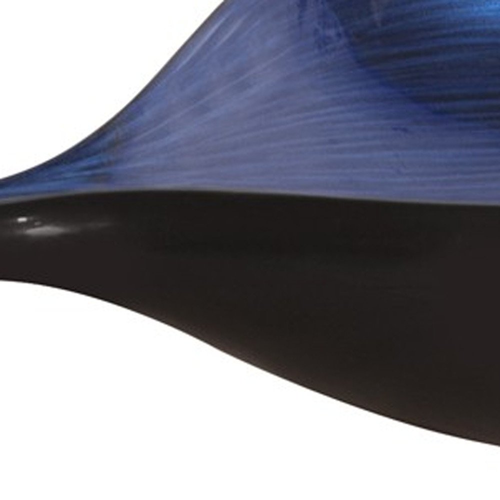19" Black And Blue Solid Wood Novelty Centerpiece Bowl HomeRoots