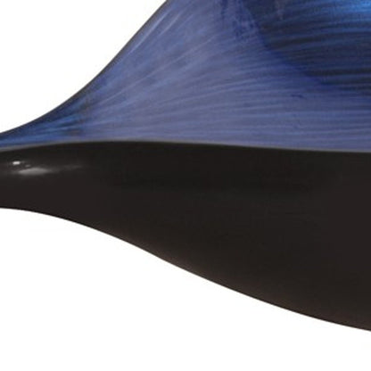 19" Black And Blue Solid Wood Novelty Centerpiece Bowl HomeRoots