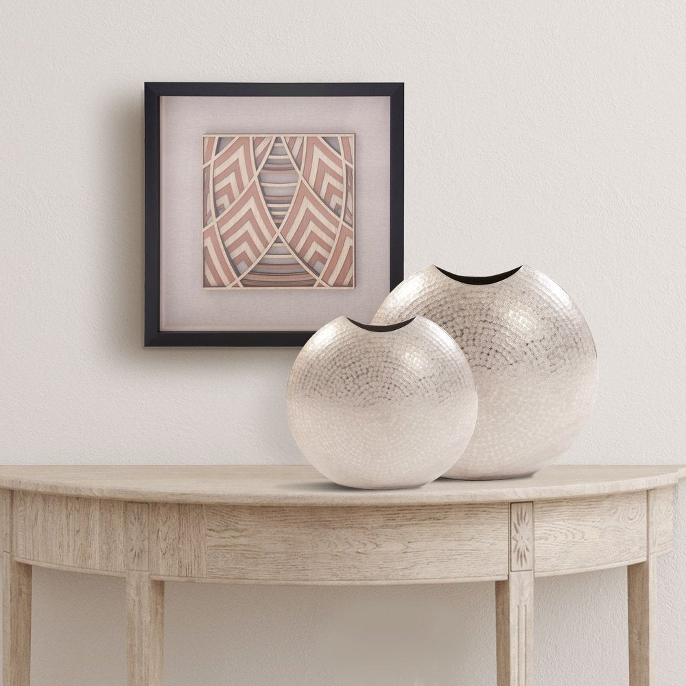 14" Silver Hammered Round Aluminum Table Vase HomeRoots