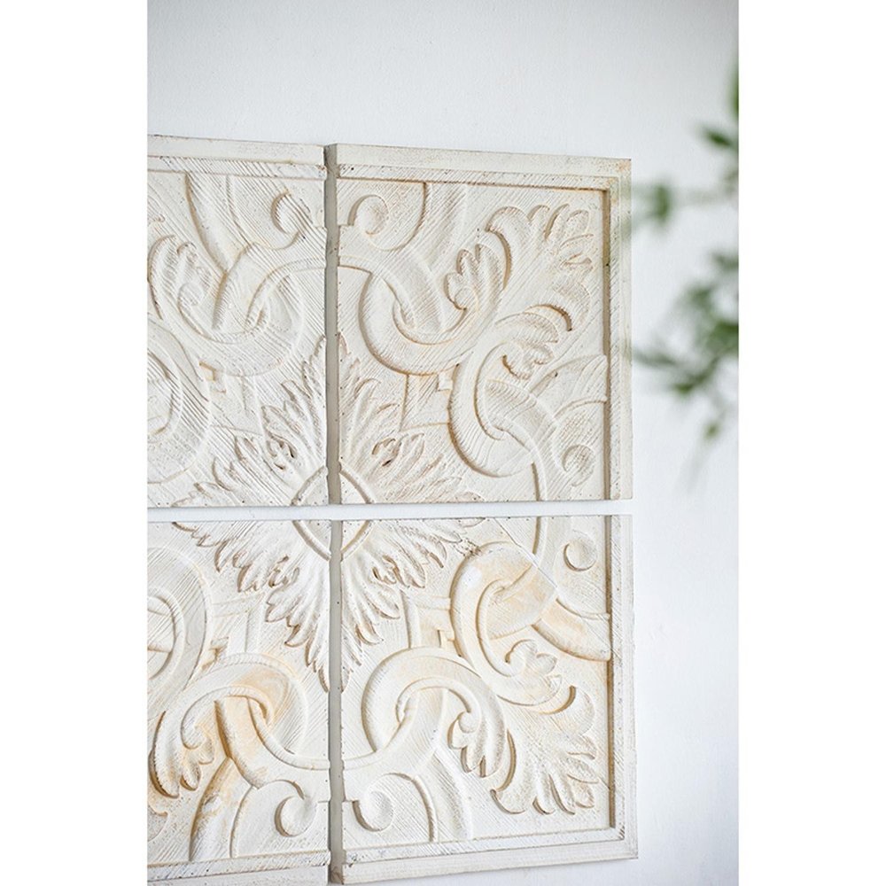 Set of Four White Wood Square Framed Art — view 2