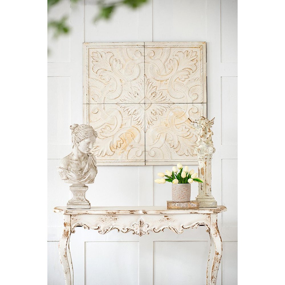 Set of Four White Wood Square Framed Art — view 4