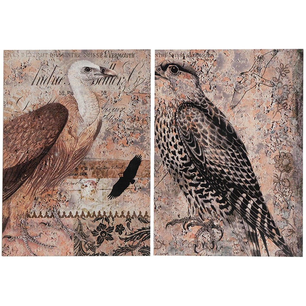 Set of Two Brown Wood Framed Art — view 1