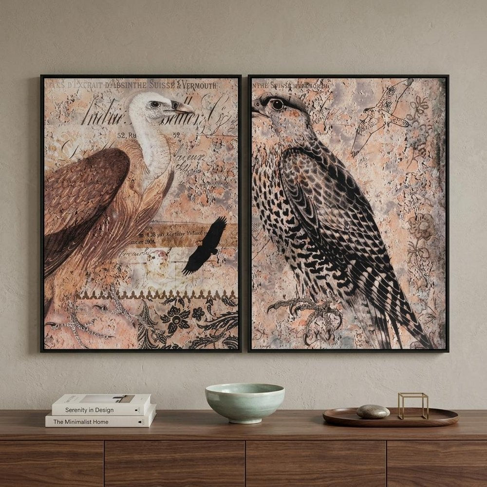 Set of Two Brown Wood Framed Art — view 5