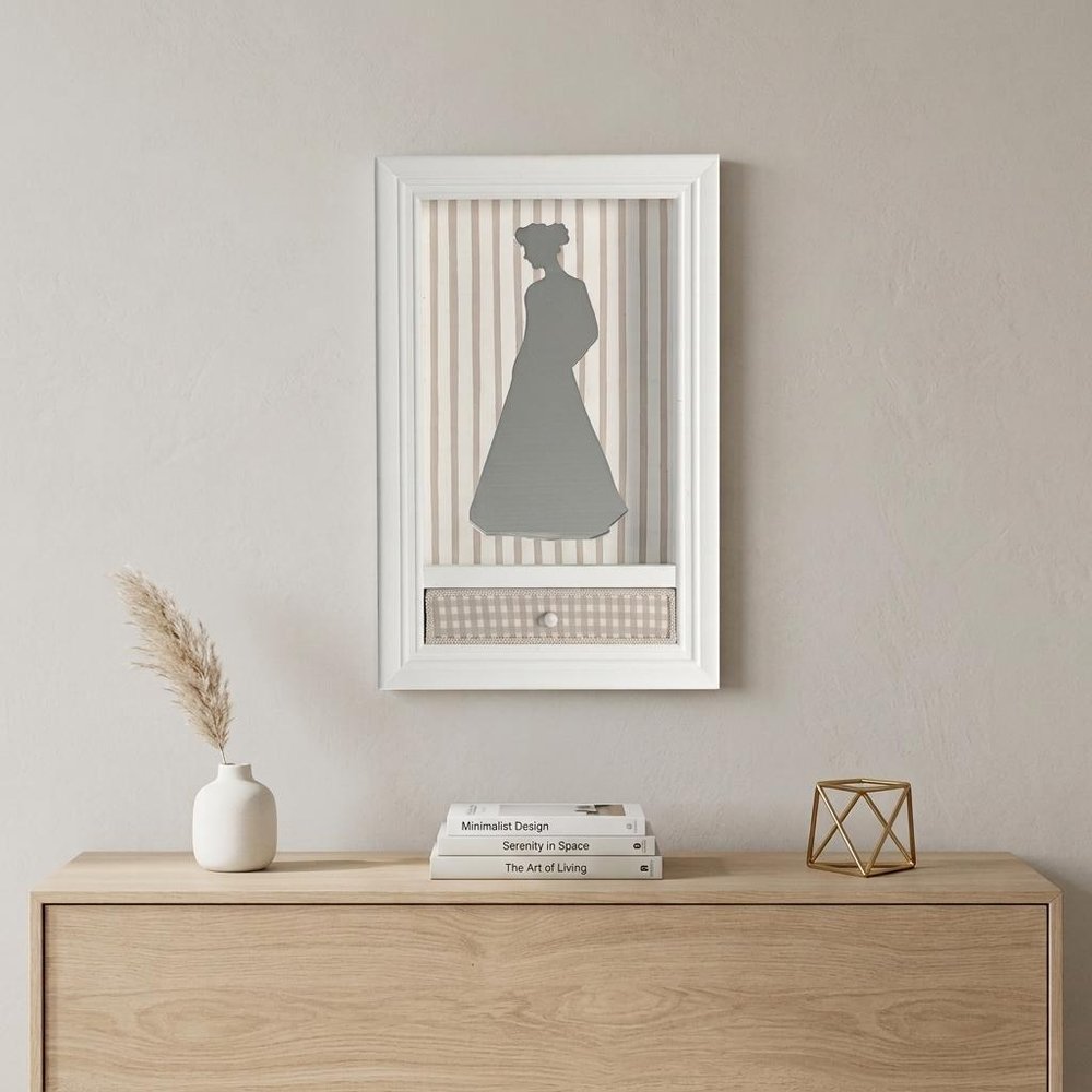 19" X 12" White Glass And Wood Mother Framed Art — view 6