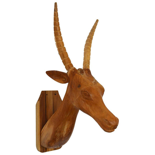 28" Brown Solid Wood Elk Head Hanging Dimensional Sculpture