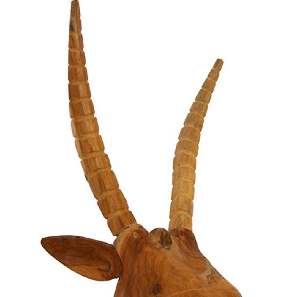 28" Brown Solid Wood Elk Head Hanging Dimensional Sculpture — view 4