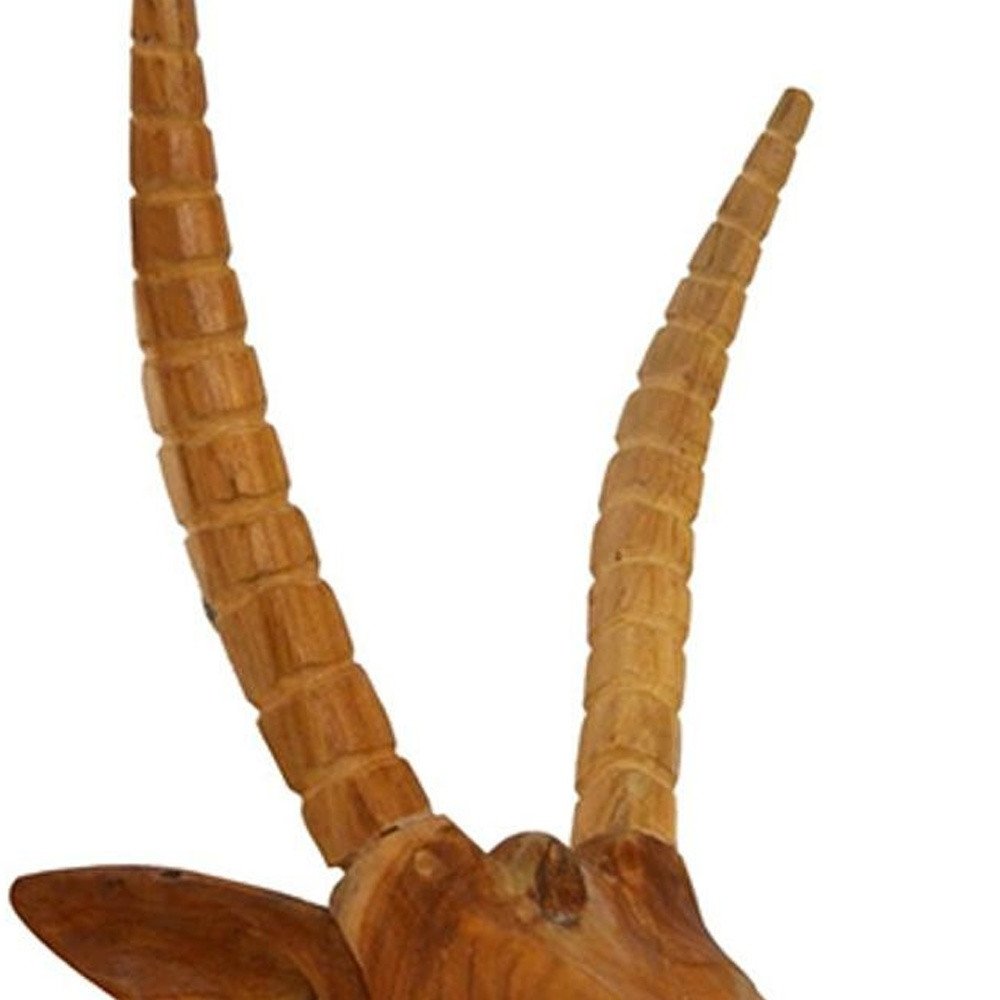 28" Brown Solid Wood Elk Head Hanging Dimensional Sculpture — view 5