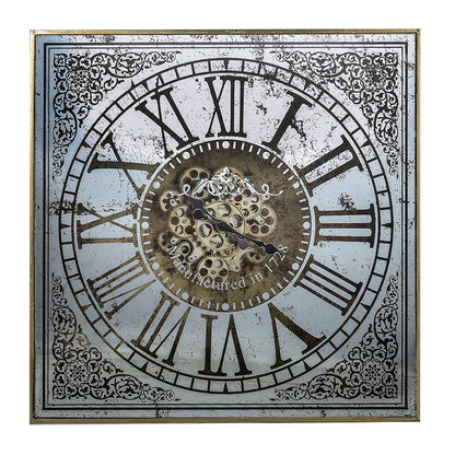 32" Gold And Silver Metal Analog Distressed Square Wall Clock HomeRoots