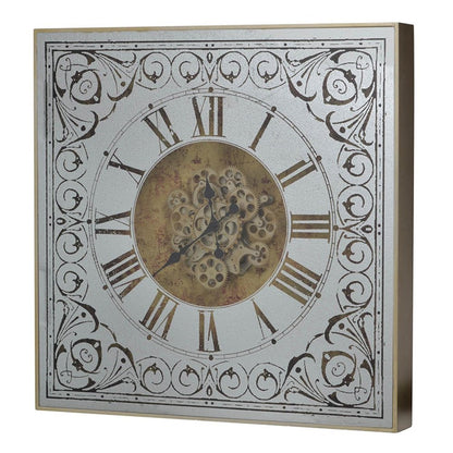 32" Gold And Silver Metal Analog Distressed Square Wall Clock HomeRoots