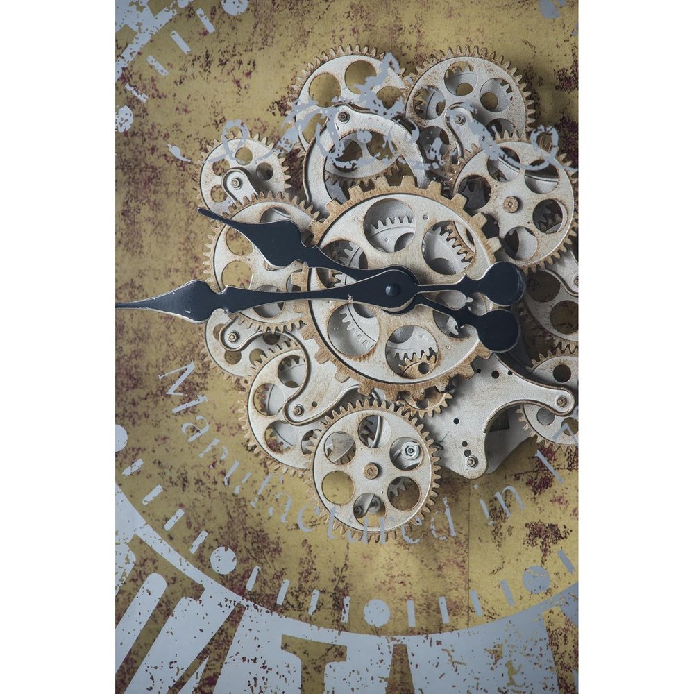 32" Gold And Silver Metal Analog Distressed Square Wall Clock HomeRoots
