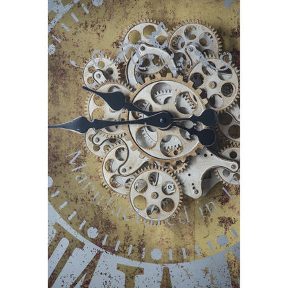 32" Gold And Silver Metal Analog Distressed Square Wall Clock HomeRoots