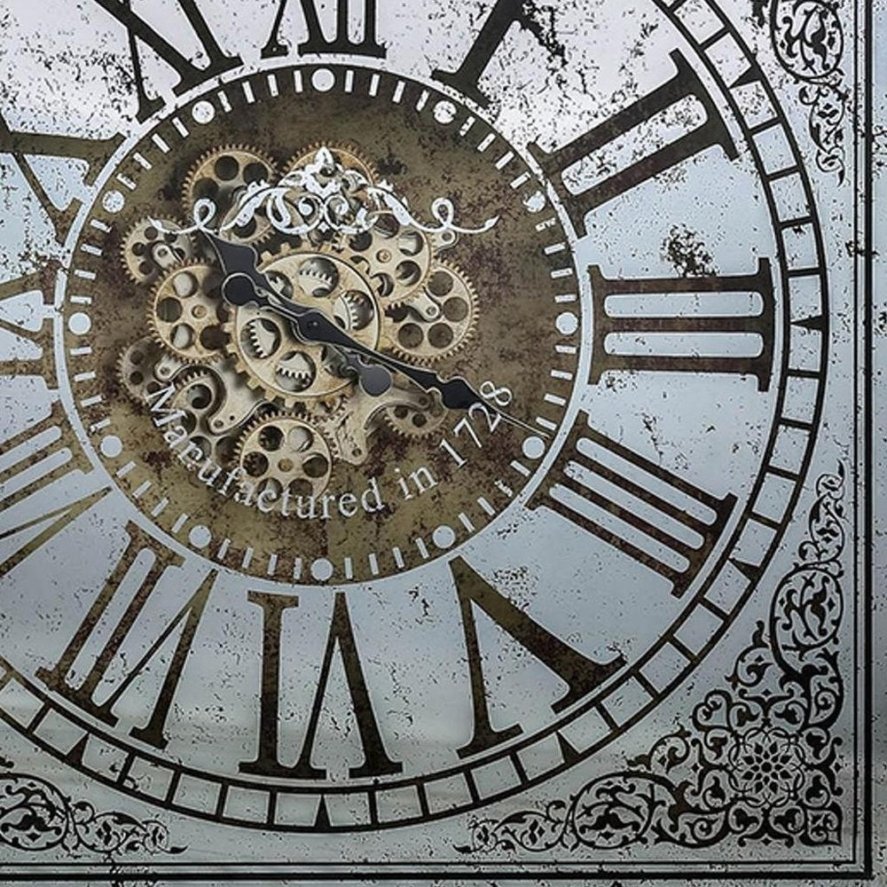 32" Gold And Silver Metal Analog Distressed Square Wall Clock HomeRoots