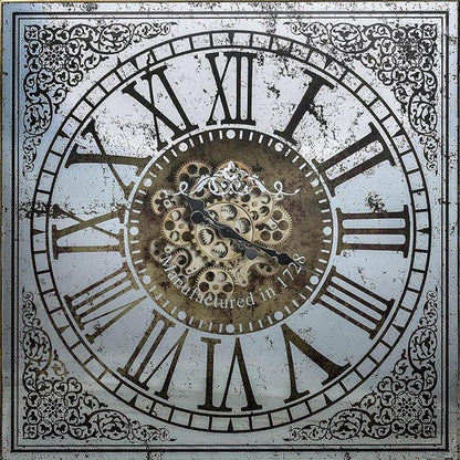 32" Gold And Silver Metal Analog Distressed Square Wall Clock HomeRoots