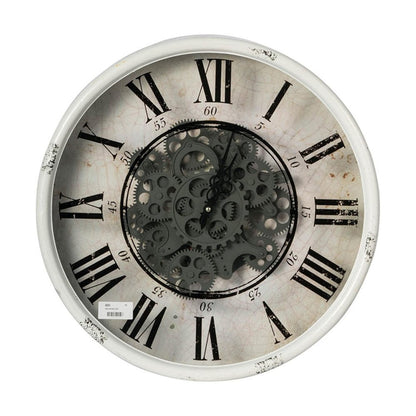 20" White And Black Iron Analog Distressed Round Wall Clock HomeRoots