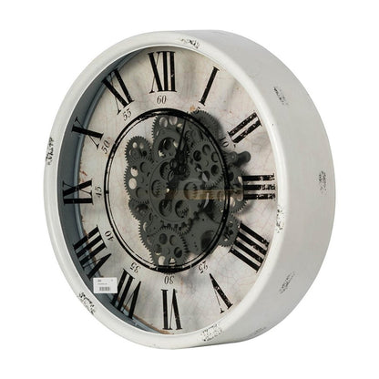 20" White And Black Iron Analog Distressed Round Wall Clock HomeRoots