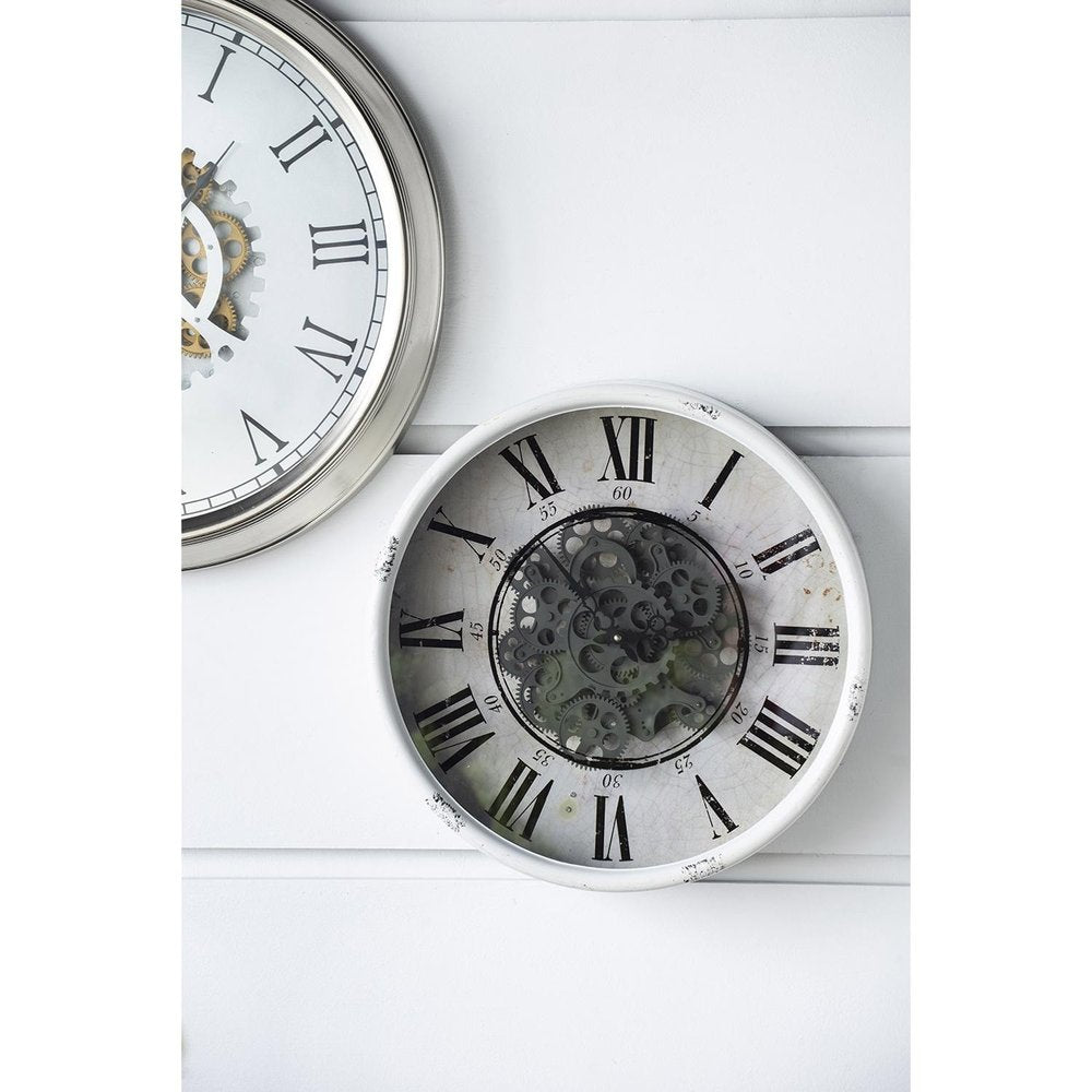 20" White And Black Iron Analog Distressed Round Wall Clock HomeRoots