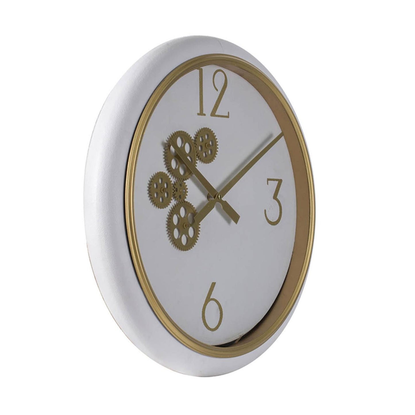 White and Gold Gears Minimal Wall Clock