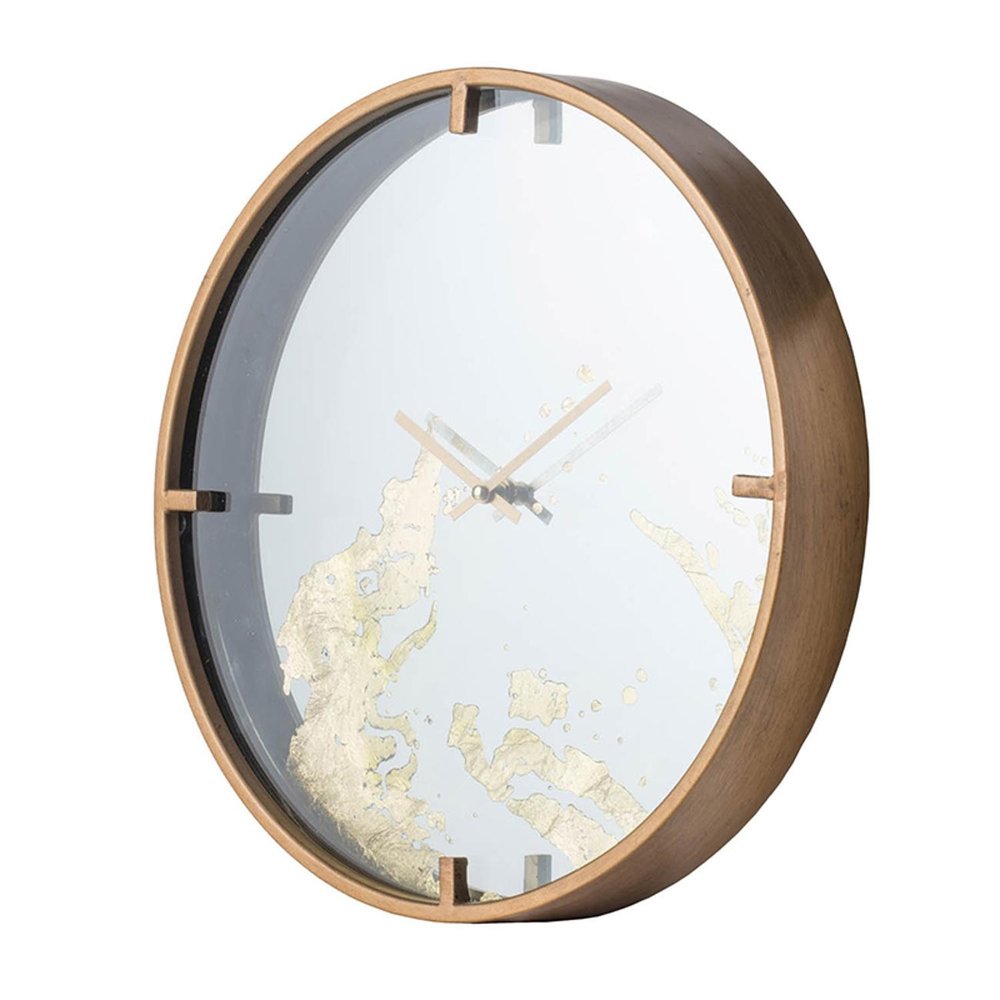 2" Round Gold And White Wood Analog Wall Clock — view 2