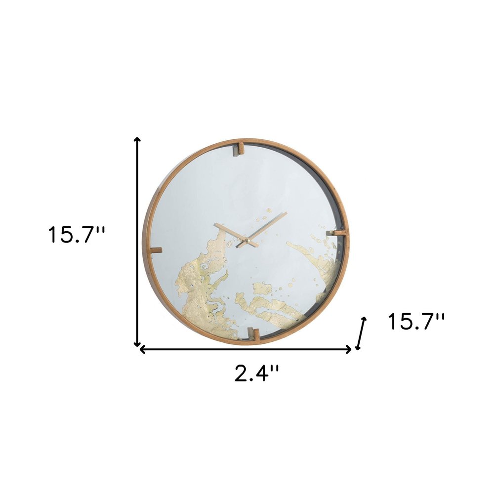 2" Round Gold And White Wood Analog Wall Clock HomeRoots