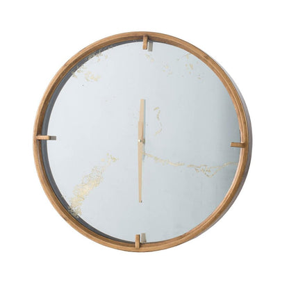 2" Round Gold Wood Analog Wall Clock HomeRoots