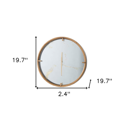 2" Round Gold Wood Analog Wall Clock
