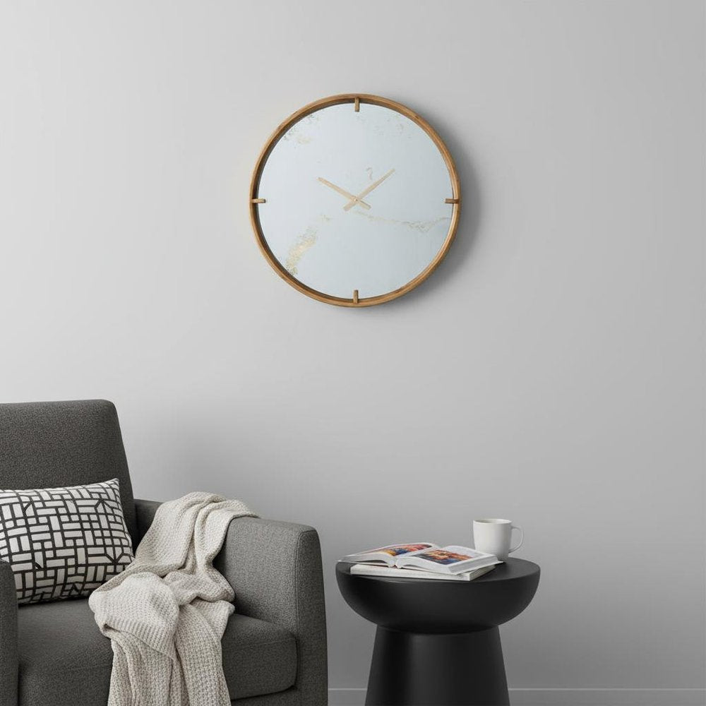 2" Round Gold Wood Analog Wall Clock HomeRoots