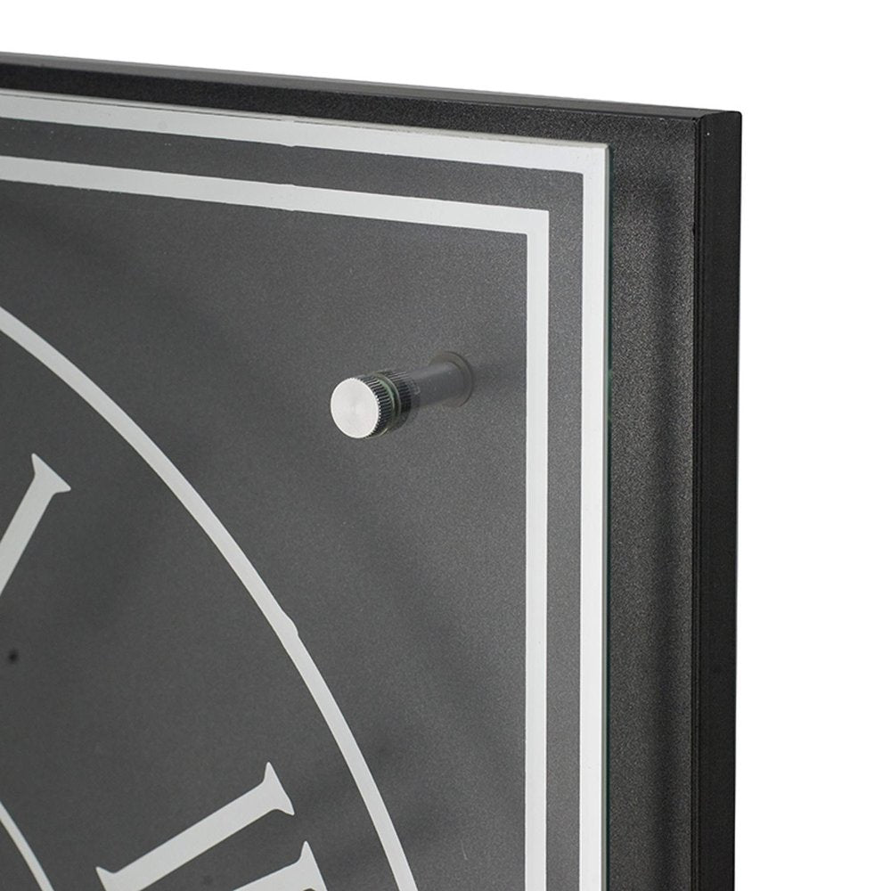 24" Black and Silver Vintage Style Gears Square Wall Clock HomeRoots