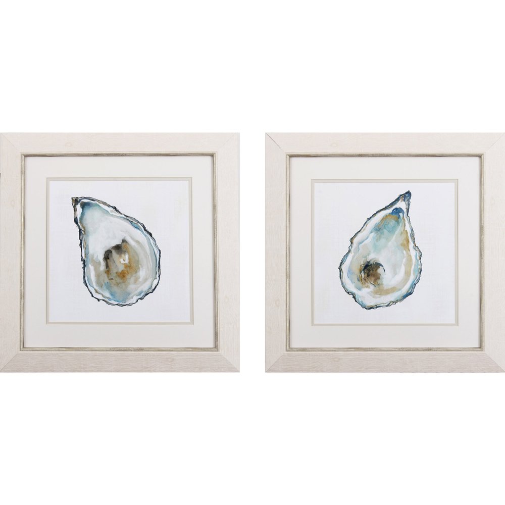 Set of Two Oysters Watercolor Framed Wall Art — view 1