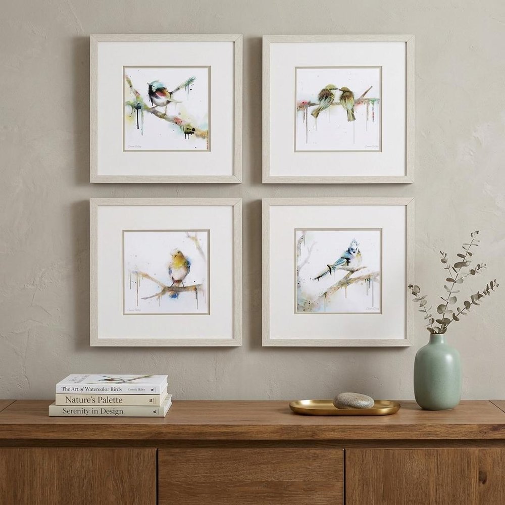Set of Four Colorful Birds on Branches Wall Art — view 7