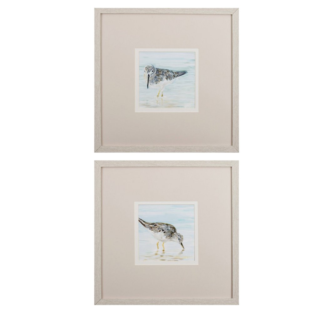 Set of Two Sandpipers Watercolor Wall Art — view 1