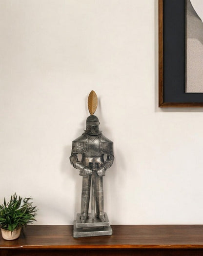 18" Gray Metal Hand Painted Figurine Tabletop Sculpture HomeRoots