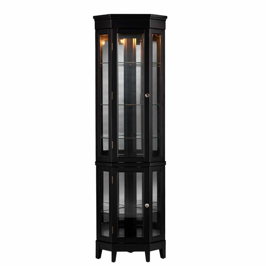 Elegant Black Lighted Curio Cabinet HomeRoots