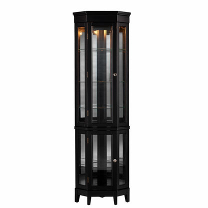 Elegant Black Lighted Curio Cabinet HomeRoots