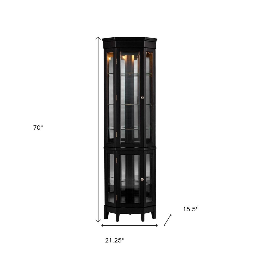 Elegant Black Lighted Curio Cabinet HomeRoots