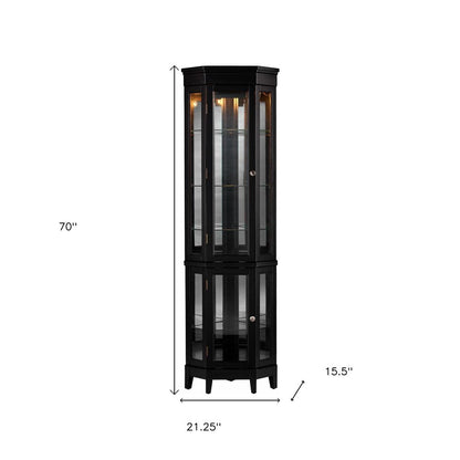 Elegant Black Lighted Curio Cabinet HomeRoots