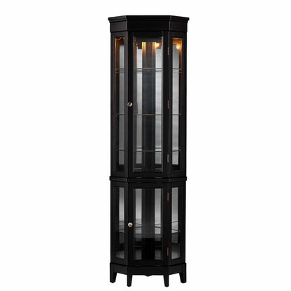 Elegant Black Lighted Curio Cabinet HomeRoots